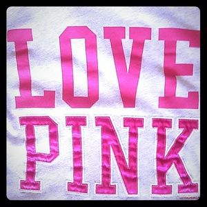 Light Grey PINK Hoodie w/ Pink Lettering